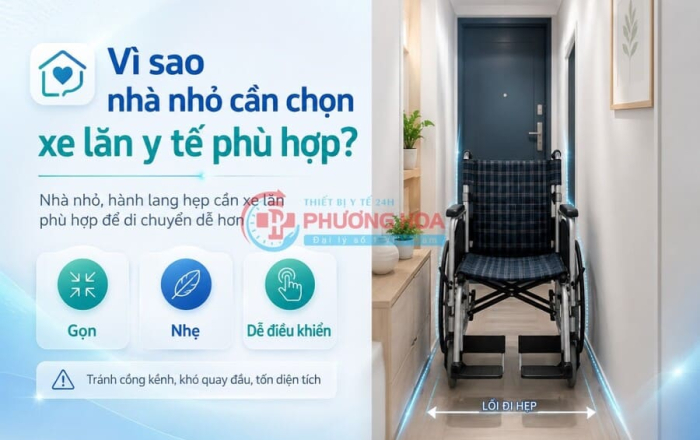 Xe lăn y tế cho nhà nhỏ, lối đi hẹp: Nên chọn loại nào gọn, nhẹ, dễ di chuyển?